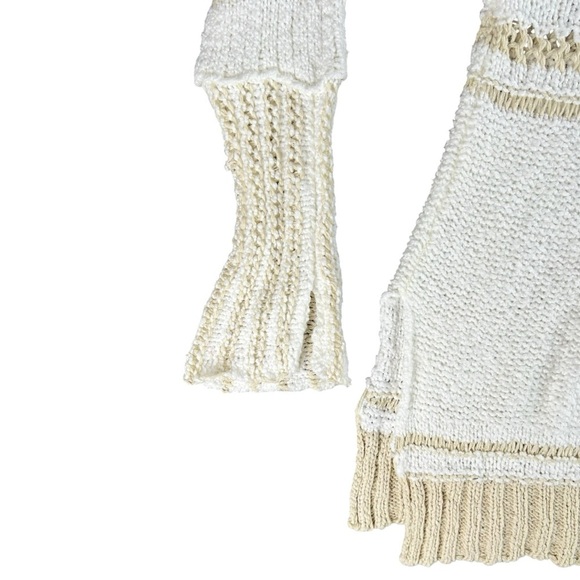 Elan Women’s Open Knit V-Neck Sweater Beige Pullover In Size Medium - Picture 7 of 9